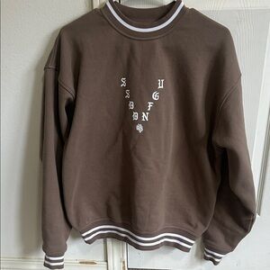 Darc Sport Brown Crewneck Sweater with White Accents